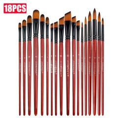 Comfortable Grip Paint Brush Set 18pc for Detailed Areas with Wooden Handles