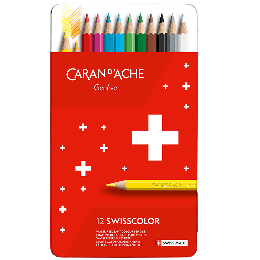 Caran d’Ache Swisscolor Water Resistant Artist Sketching Colour Pencil Metal Set
