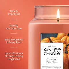 Yankee Candle Spiced Pumpkin, Fall Scented Candle, Large Jar, Pumpkin
