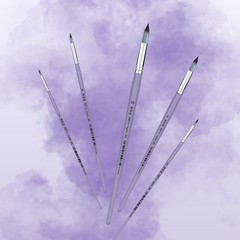 XDT#261 Round Watercolor Artist Paint Brush 10 Piece Set Medium Stiff Nylon Hair
