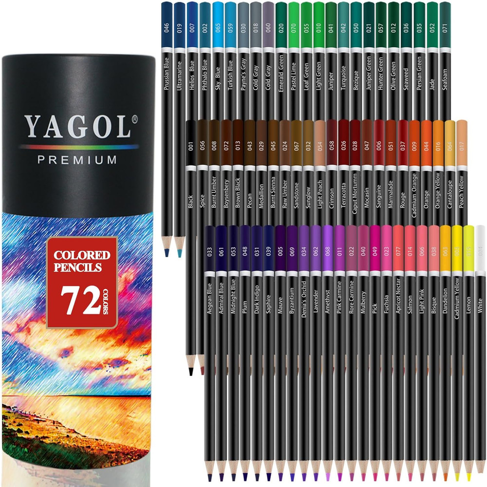 Colored Pencils for Adult Coloring Books, 72 Color Pencil Set, Soft Core Color P