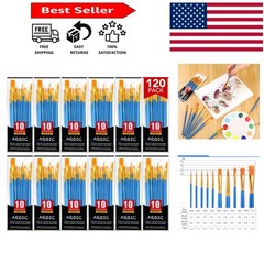 Aroic 12-Pack Acrylic Paint Brush Set – 120 Nylon Hair Brushes for All Artists