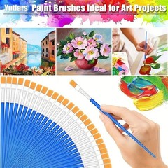 50Pcs Flat Top Acrylic Small Paint Brushes Bulk, Classroom Brush for Kids Mini