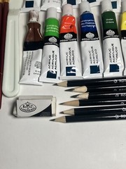 Assorted 38 Pcs Paint, Brushes, Colored & Sketching Pencils Royal & Langnickel