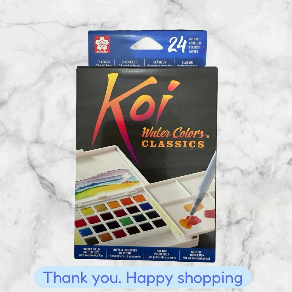 NEW Sakura KOI Water Colors Pocket Field Sketch Box 24 Colors Refillable Water