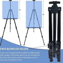 Portable Black Metal Art Easel Stand Adjustable Height For Floor Tabletop Canvas