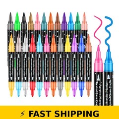 KEVIN&SASA 24 Colors Dual Tip Acrylic Paint Markers for Crafts