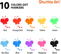 Shuttle Art Dot Markers, 10 Colors Washable Markers for Toddlers,Bingo Daubers S