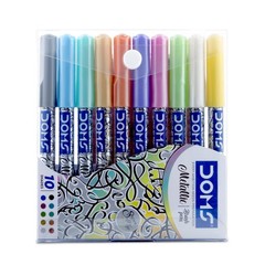 10 PCS Metallist Series Metallic Brush Pen Assorted Shades Drawing Art Marker