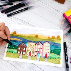 Ohuhu 24 Colors Watercolor Brush Pens W/A Watercolor Brush Pens, Drawing Marker
