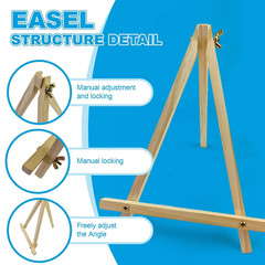 6 Pack 9 Inch Wood Easels, Tripod, Table Top 1 x 7 x 9.4 inches, Natural