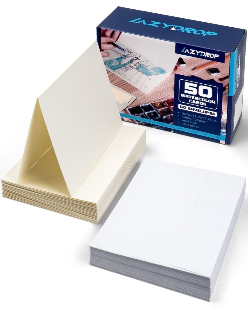 Watercolor Cards and Envelopes Set – White or light shade (off-white, cream)