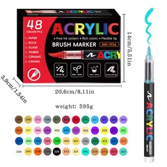 48 Colors Acrylic Marker Pen Set Paint Brush Art Pens