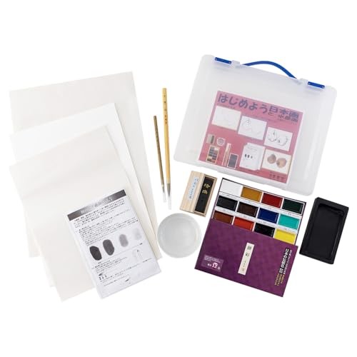 Boku-Undo Japanese Sumi-e & Nihonga Painting Starter Set – 12 Gansai Colors Kit