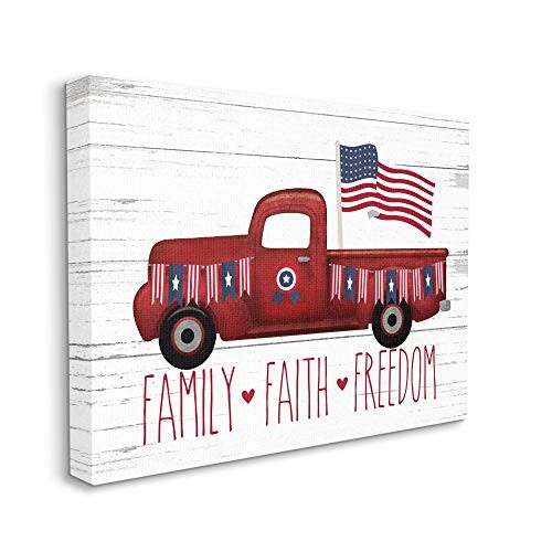Rustic Faith Family Freedom Patriotic 16″L x 1.5″W Gallery Wrapped Canvas