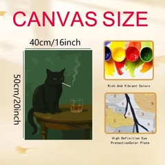 Cat Paint by Numbers Kit – DIY Black Cat Canvas Painting for Adults, Animal Art