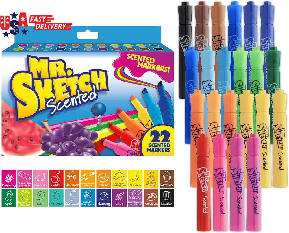 Scented Markers, Chisel Tip, Assorted Colors, 22 Count – Fun for Kids, Coloring,