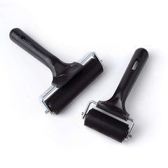 2Pcs Rubber Roller Brayer Rollers Hard 1pack 2.2inch+1pack 4inch, Black