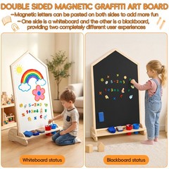 Wooden Art Easel for Kids,Double Sided Adjustable Magnetic Drawing Board | Kids