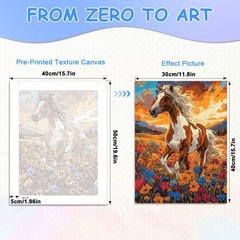 Horse Paint by Numbers Kit for Adults Beginners Acrylic Canvas Art Set