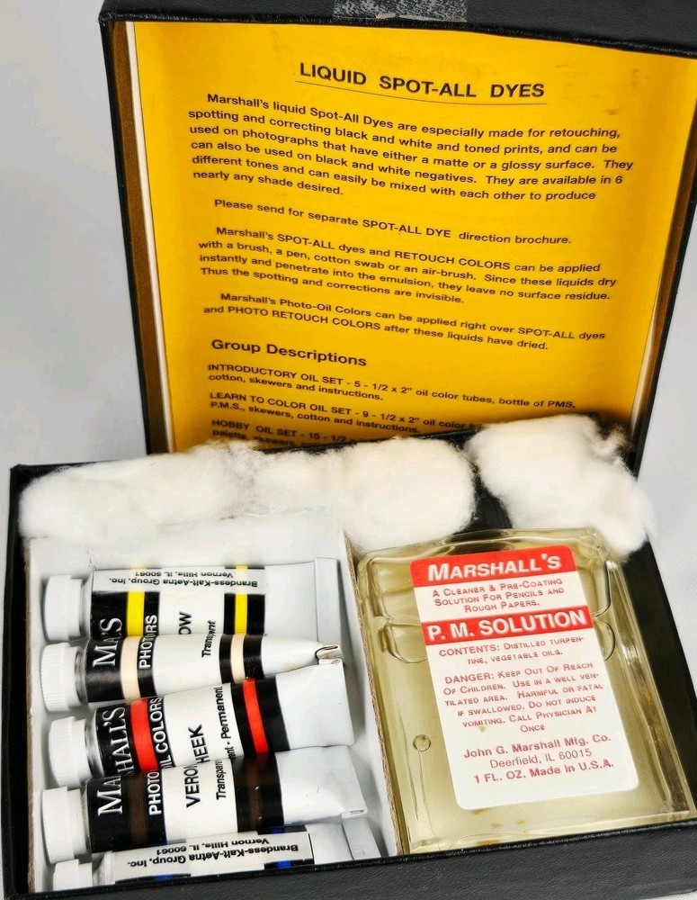 Vintage Marshall’s Photo Coloring Oil Kit Complete Hand Tinting Photography Art