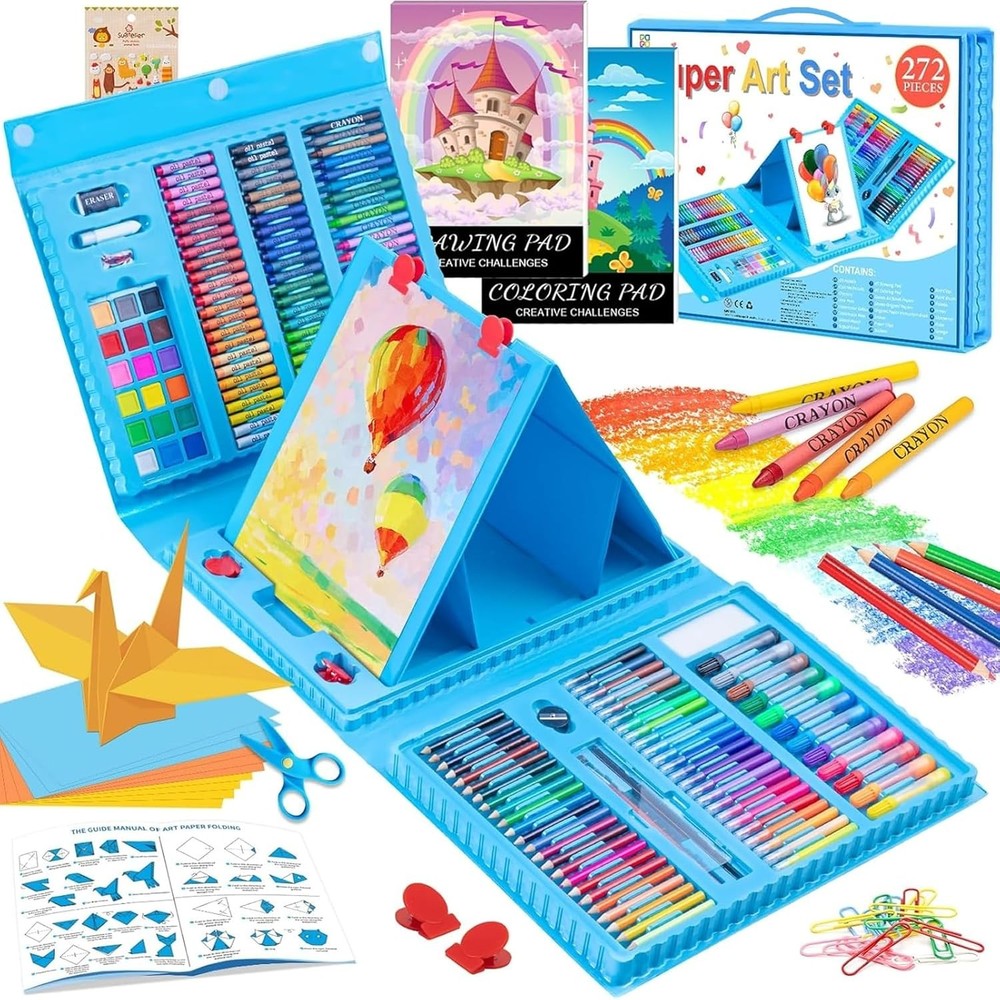 Art Supplies, 272 Pack Set Drawing Kit for Girls Boys 240 Piece Set, Blue