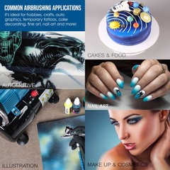 Dual Action Airbrush Gravity Feed MultiPurpose Art Model Cake Nail Gun 3 Nozzle
