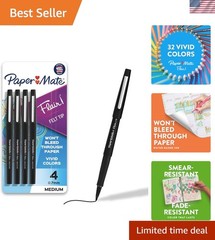 Bold Black Flair Felt Tip Pens – 0.7mm Medium Point, 4 Count, Fade Resistant