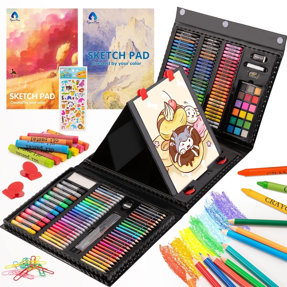 Art Supplies, 240-Piece Art Set Crafts Drawing Kits with Double Sided Trifold…