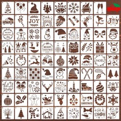 80 Pcs 4 x 4 Inch Christmas Stencils for Painting on Wood, Reusable Merry Chr…