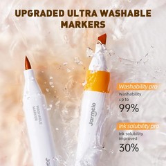 Washable Dual Tip Markers for Kids Ages 4-8, Brush & Chisel Tip, Water-Based …