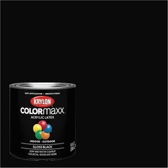 Acrylic Latex Paint 8oz Gloss Black Indoor Outdoor Multi Surface Rust Resistant