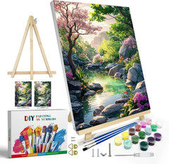 Paint by Numbers Kit for Adults with Frame, Landscape Paint by Number Canvas, Mo