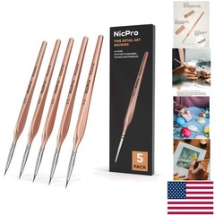 5 PCS Extra Fine Tip Detail Paint Brushes Set – Precision in Rose Gold Elegance