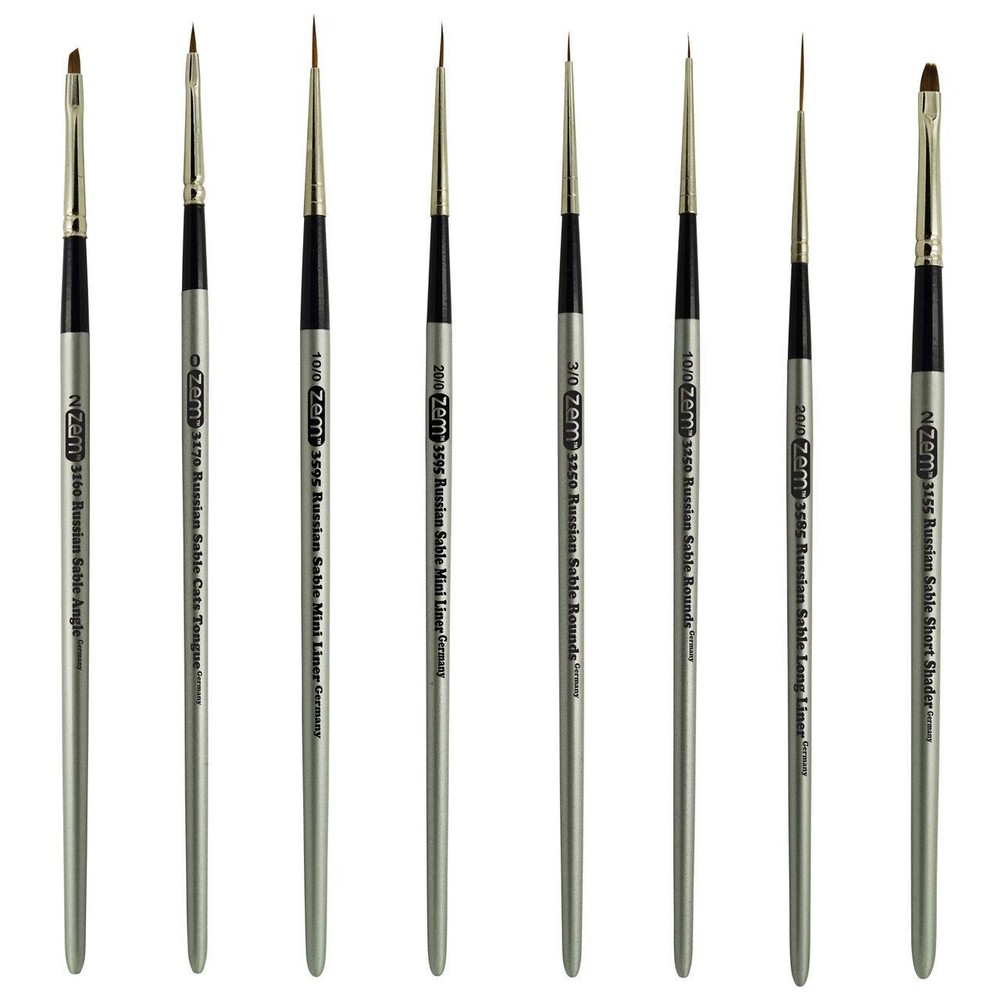 AS-61 Russian Pure Sable Miniature Detail Brush Set 8 pcs