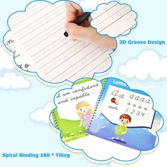 2 Pack Grooved Cursive Handwriting Workbook,Reusable Magic Practice Copybook,…