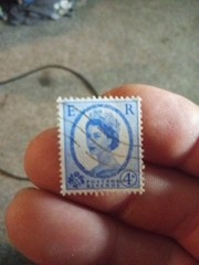 500-1000 Light Blue GB 4d Wilding Vintage Postage Stamps, used