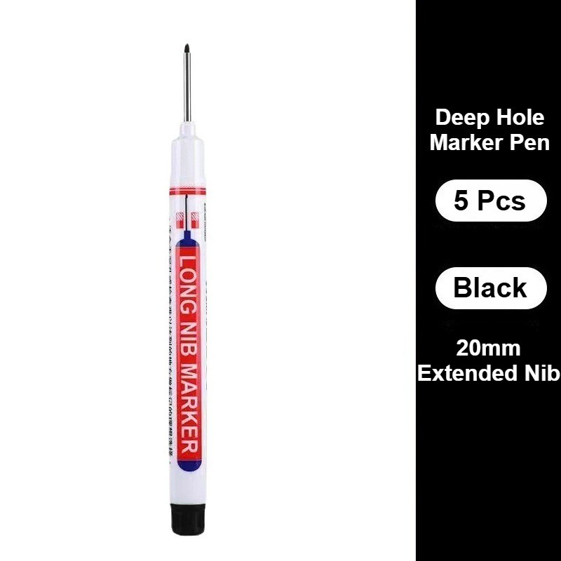 Long Head Deep Hole Marker Pens, 5 PCS Long Nib Marker 20mm Quick Dry Waterproof