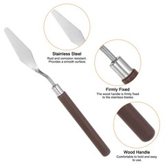 4pcs 17mm No.3 Painting Palette Knives Stainless Steel Spatula Red Wood Handle