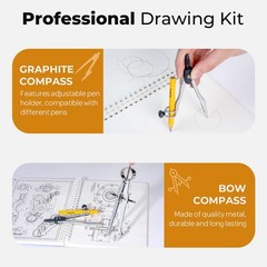 Nicpro 22 PCS Compass Geometry Tools with Case, Drafting Grey