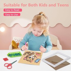 Diamond Art Kits for Kids with Frame, Cute Cat Diamond Art for Kids Ages 4-6-8 f