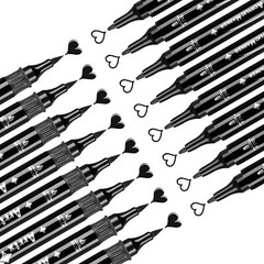 Arrtx Black Acrylic Paint Pens – 8 Pack Brush Tip and Fine Tip (Dual Tip) Bla…