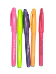 New Pentel Fude Touch Arts Brush Sign Pen SES15C – Brush Nib – Tropical Set of 5