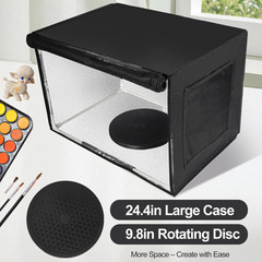 Portable Airbrush Spray Booth Foldable LED Lights Turntable Dual Exhaust Fans 16