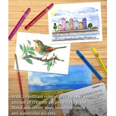 MUNGYO Watercolor Crayons Professional Crayons 24 Colors Premium Crayon Sticks