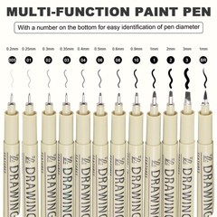 12Pcs 1.0mm Fineliner Ink Pens for Drawing