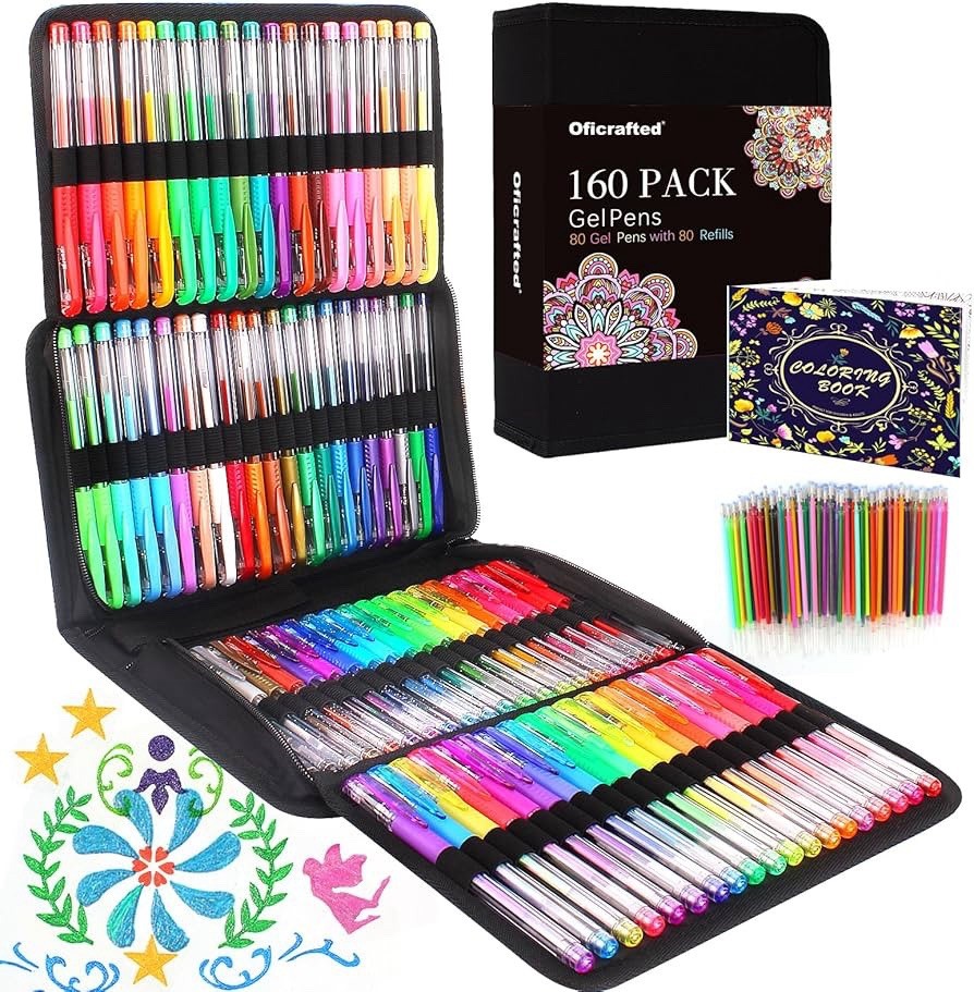 160 Pack Gel Pens Set with 80 Colors + 80 Refills for Adult Coloring & Art