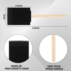 100 Pack 2 Inch Foam Paint Brushes Bulk Foam Sponge Brushes with Wood Handle …