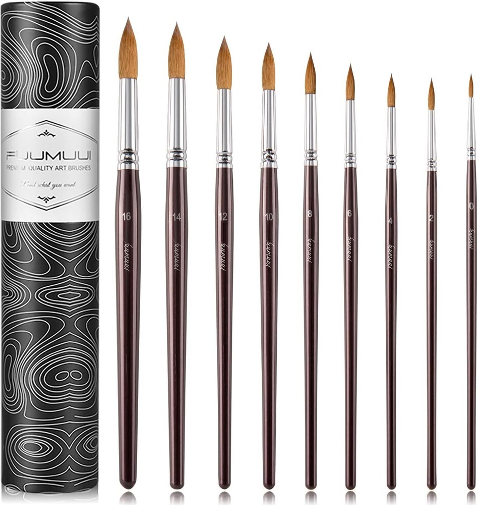 Sable Watercolor Brushes 9pcs Professional Superior Kolinsky Watercolor Paint…