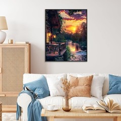 Paint by Numbers Kit for Adults – Sunset Cabin Adult 16x20inch, Sunset-1